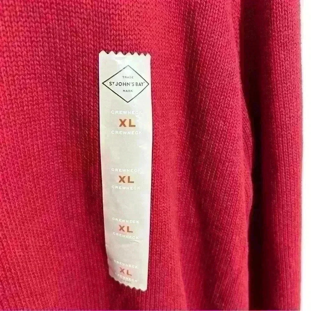 St Johns Bay Men XL Maroon Sweater 100% Cotton NWT